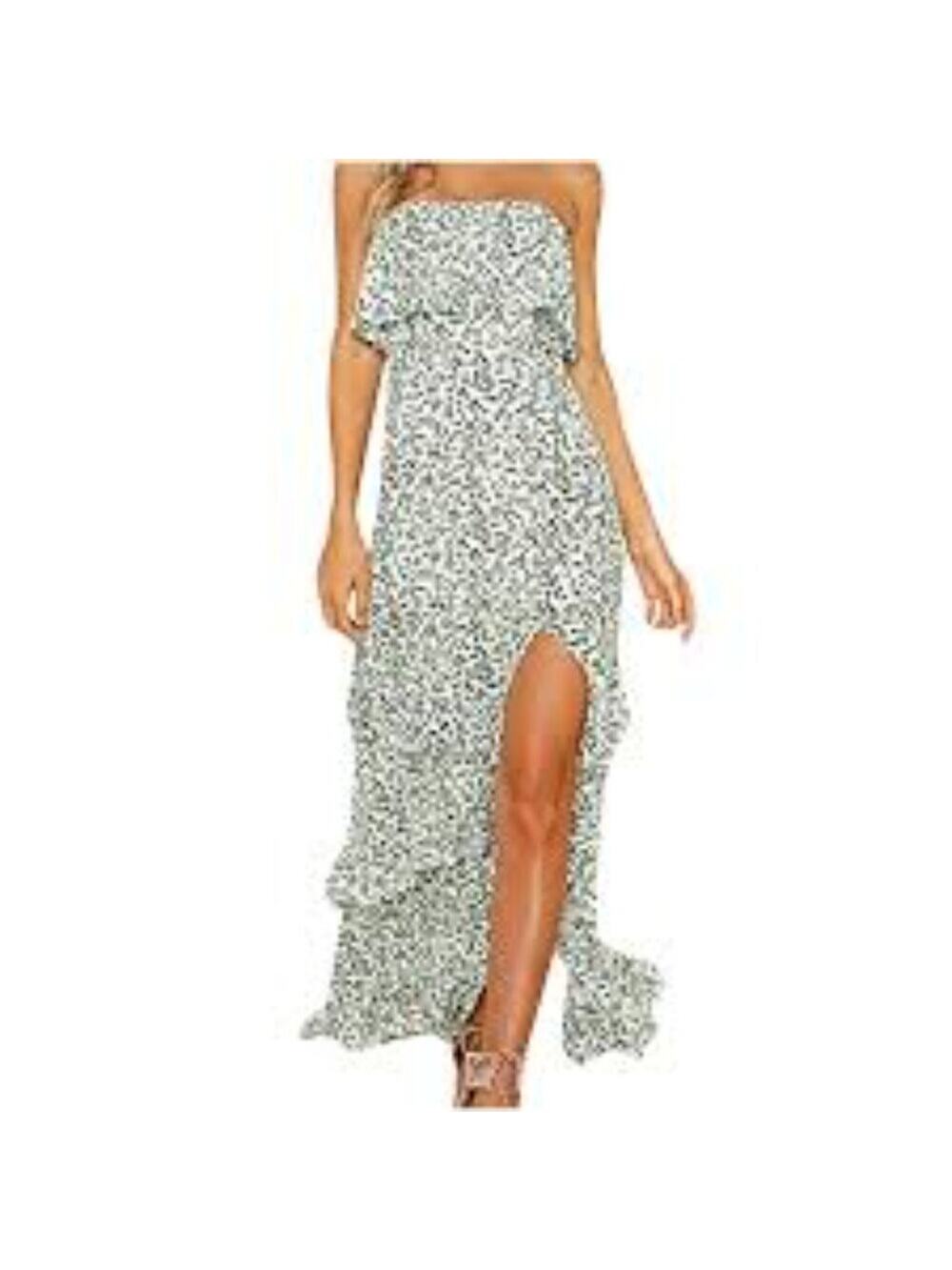 Yidarton Floral Tiered Ruffle Off-Shoulder Maxi Dress Flowy Size XL